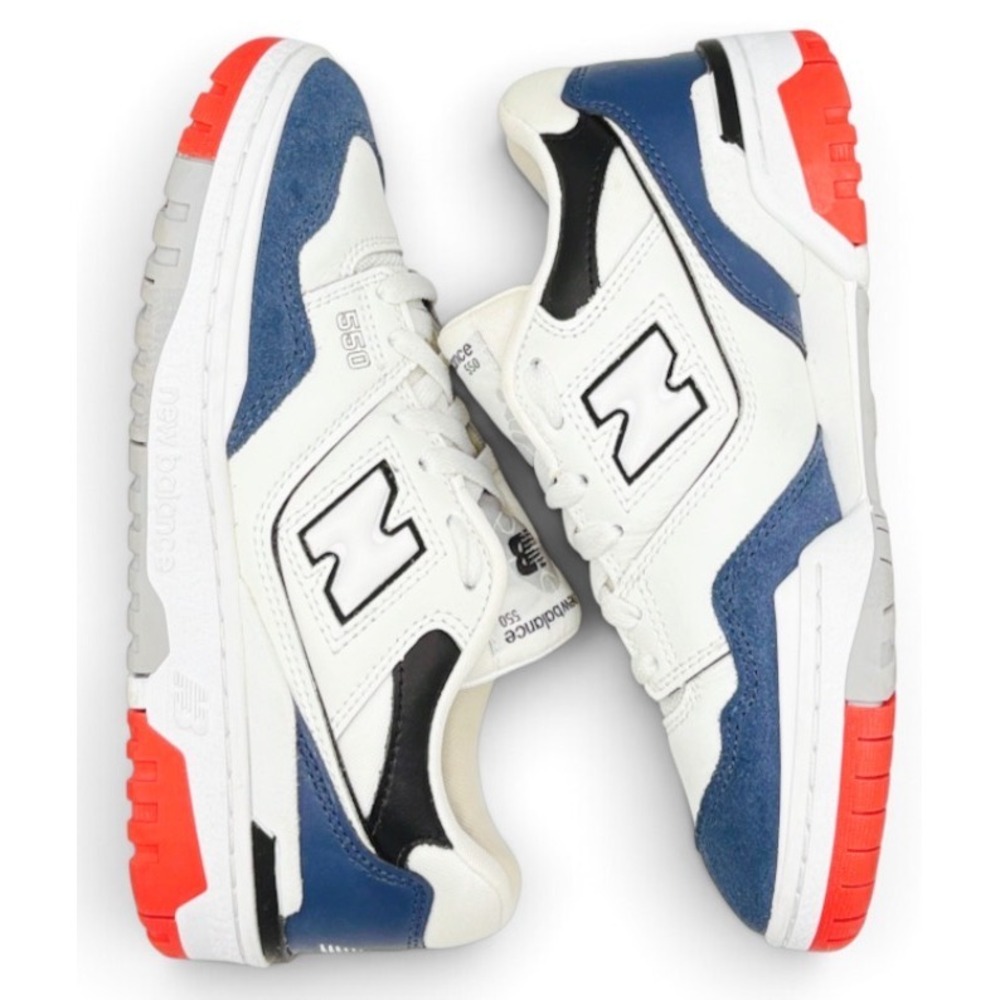New Balance 550 Big Kids Size 6 White Navy Red Leather Basketball Shoes GSB550CN - Picture 6 of 10